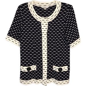 Exclusively Misook Stripe Short Sleeve Cardigan